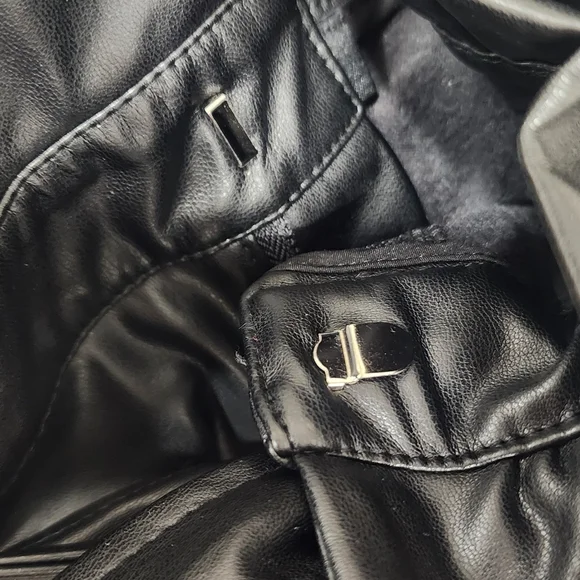 Faux Leather Paperbag Waist Tie Pants - Black - Picture 6 of 7